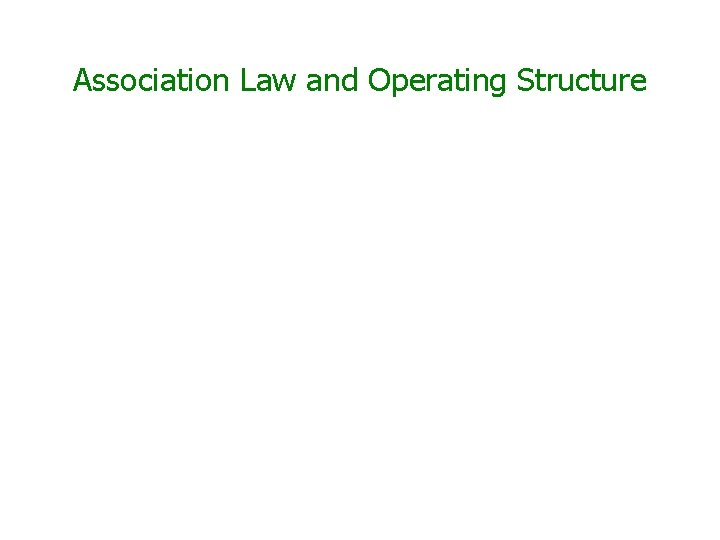 Association Law and Operating Structure 