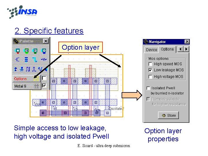 2. Specific features Option layer Simple access to low leakage, high voltage and isolated