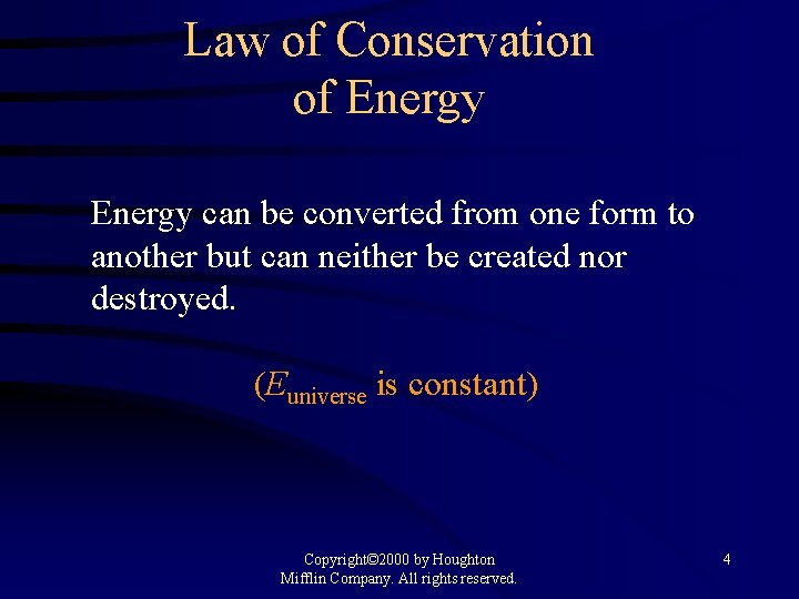 Law of Conservation of Energy can be converted from one form to another but