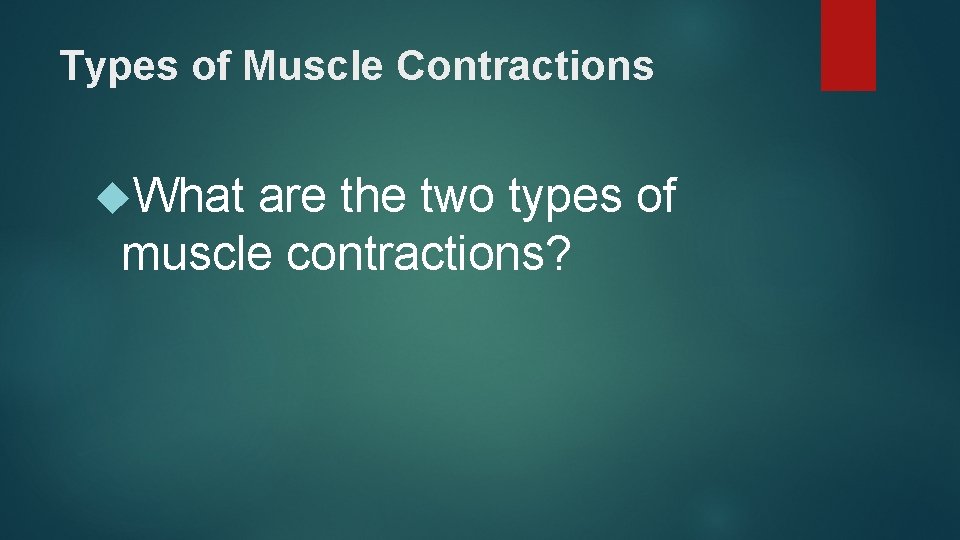 Types of Muscle Contractions What are the two types of muscle contractions? 