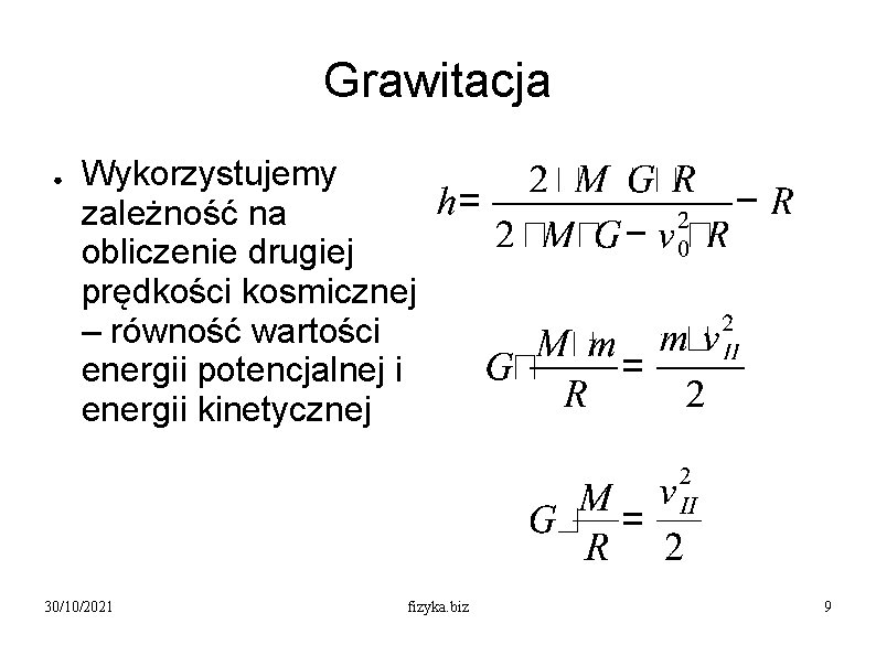 Grawitacja Obliczy wysoko na jak wzniesie si ciao