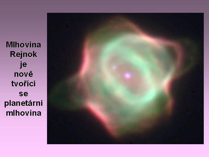 Mlhovina Rejnok je nově tvořící se planetární mlhovina 