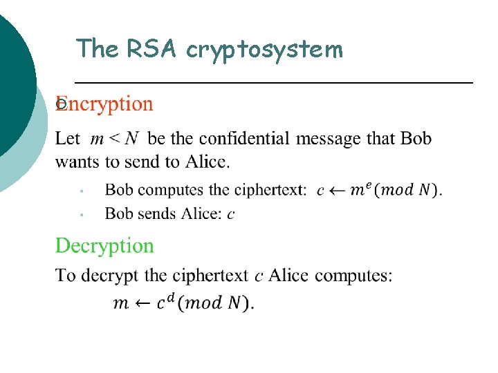 The RSA cryptosystem ¡ 