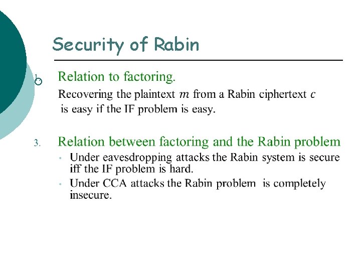 Security of Rabin ¡ 