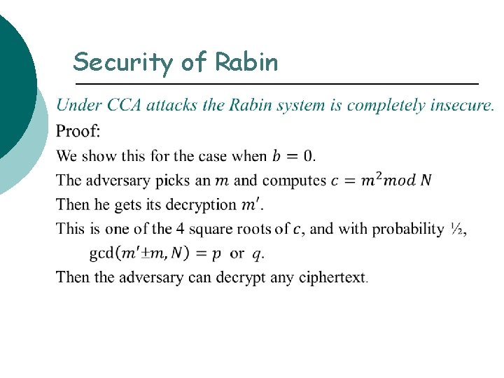 Security of Rabin 