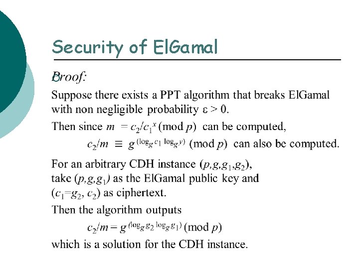 Security of El. Gamal ¡ 