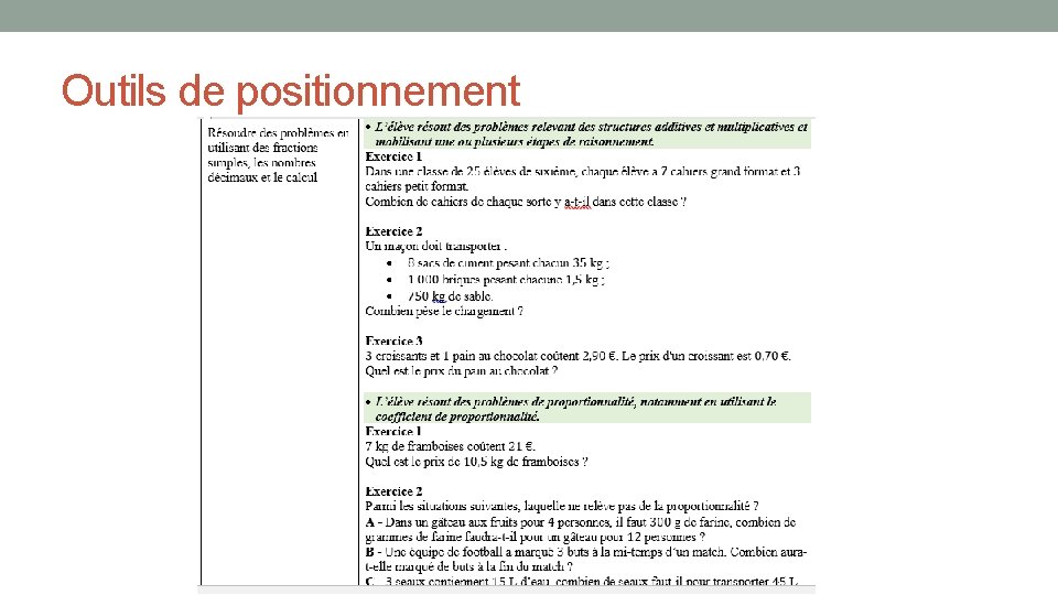 Outils de positionnement 