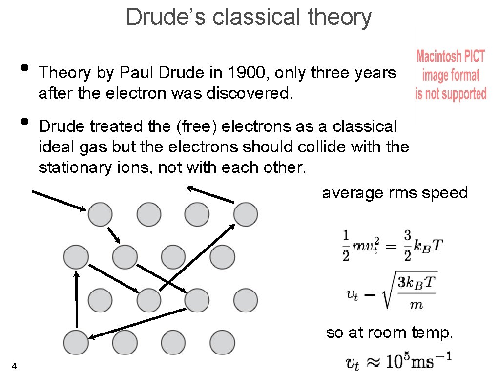 Drude’s classical theory • Theory by Paul Drude in 1900, only three years after