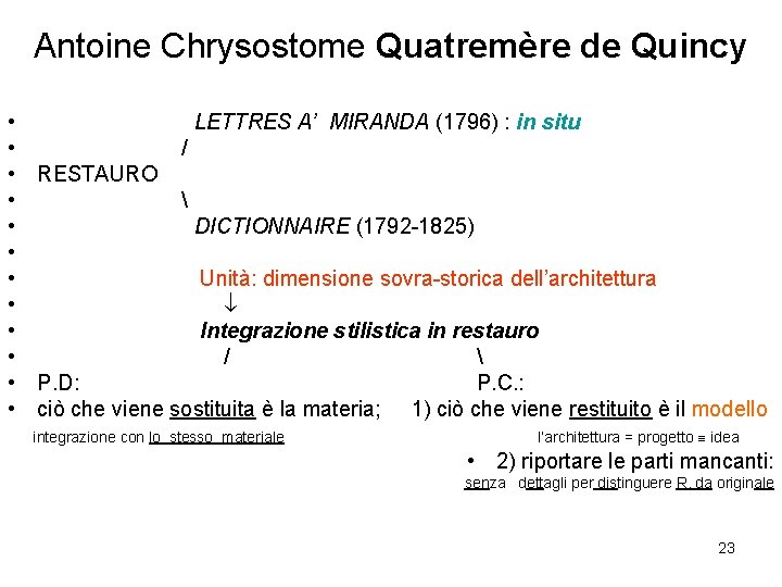 Antoine Chrysostome Quatremère de Quincy • LETTRES A’ MIRANDA (1796) : in situ •