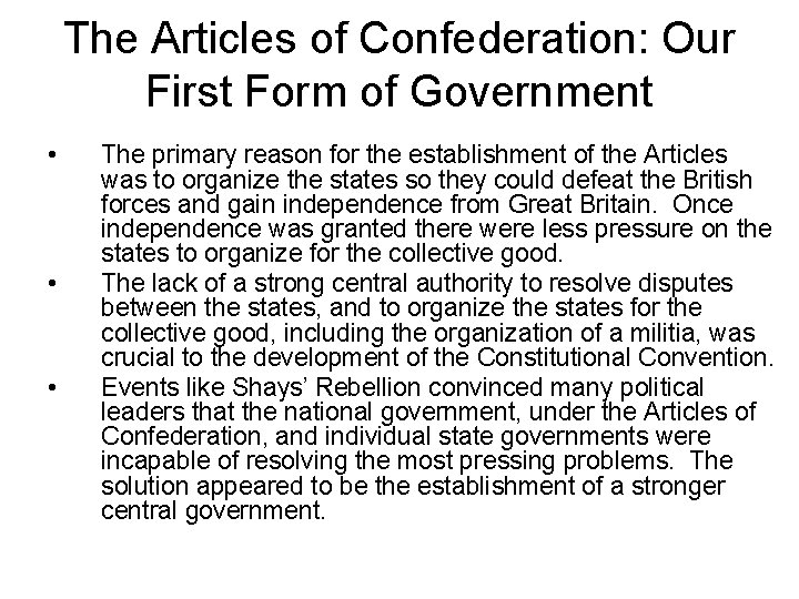 CHAPTER 2 THE CONSTITUTION The Colonial Background Conditions