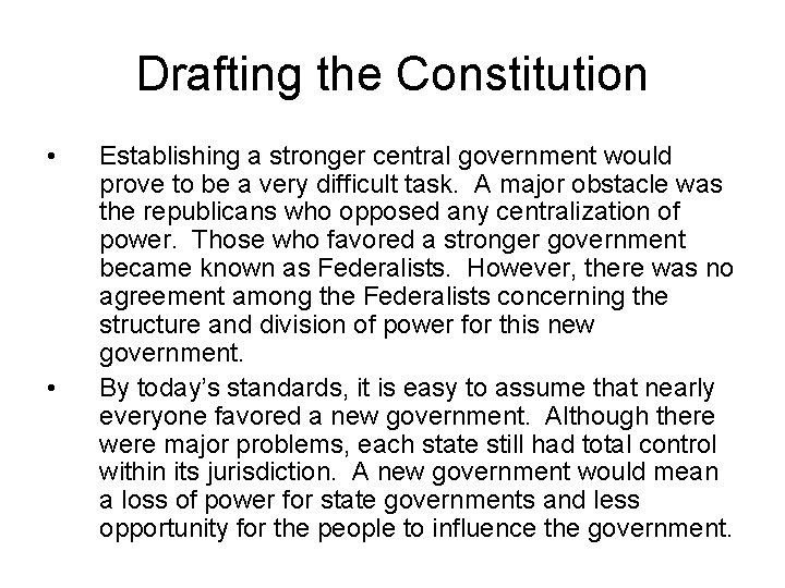 CHAPTER 2 THE CONSTITUTION The Colonial Background Conditions