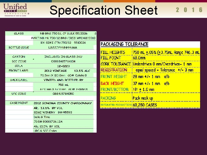 Specification Sheet 