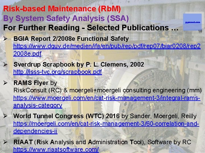 Risk-based Maintenance (Rb. M) By System Safety Analysis (SSA) For Further Reading - Selected