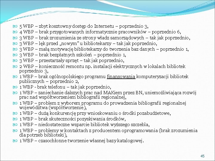  5 WBP – zbyt kosztowny dostęp do Internetu – poprzednio 3, 4 WBP