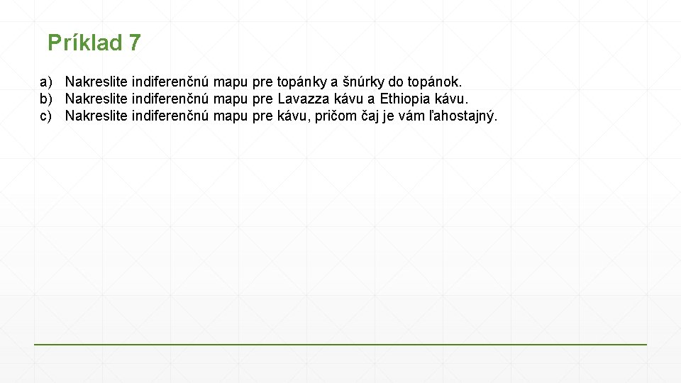 Príklad 7 a) Nakreslite indiferenčnú mapu pre topánky a šnúrky do topánok. b) Nakreslite