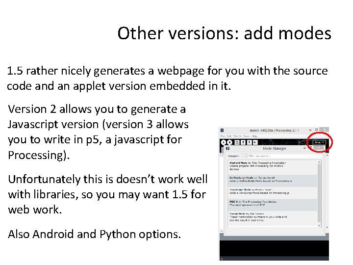 Other versions: add modes 1. 5 rather nicely generates a webpage for you with