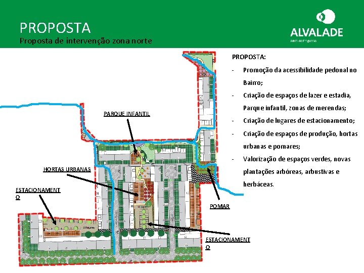 PROPOSTA Proposta de intervenção zona norte PROPOSTA: - Promoção da acessibilidade pedonal no Bairro;