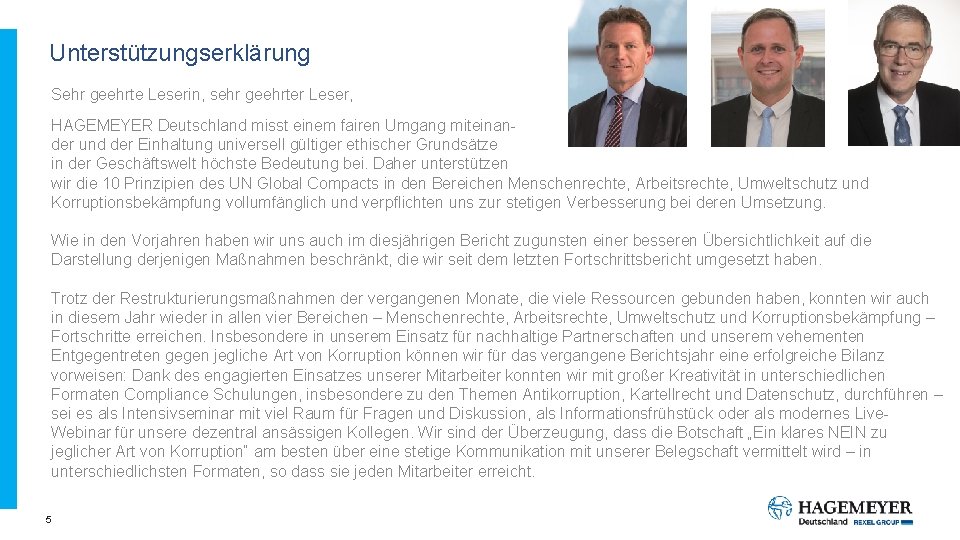 Unterstützungserklärung Sehr geehrte Leserin, sehr geehrter Leser, HAGEMEYER Deutschland misst einem fairen Umgang miteinander