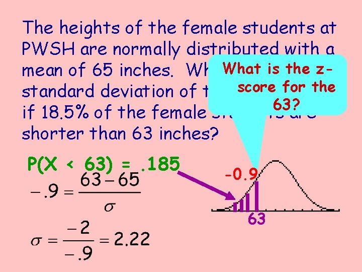 The heights of the female students at PWSH are normally distributed with a What