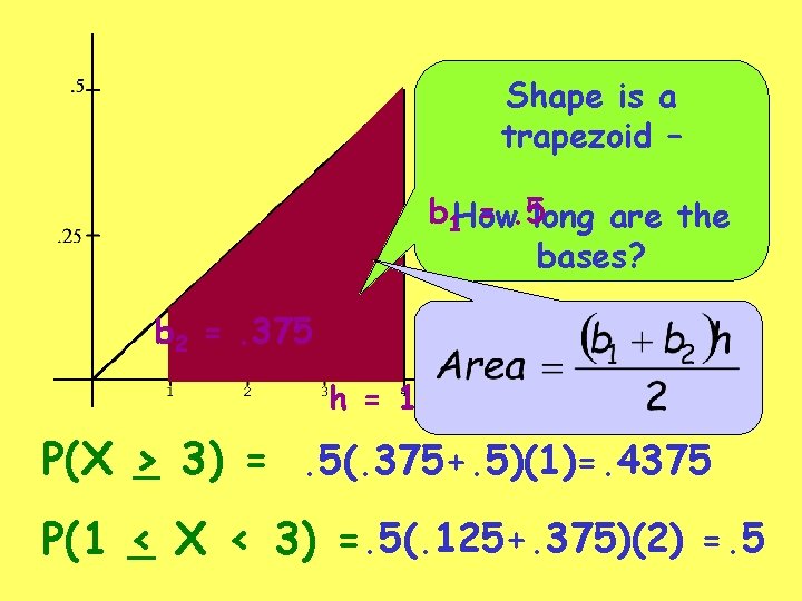 Shape is a trapezoid – b 1 How =. 5 long are the bases?
