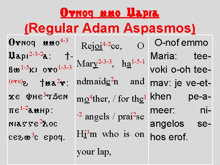 Ounof mmo Maria (Regular Adam Aspasmos) Ounof mmo 4 -3 Mari 2 -3 -2