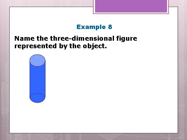 Example 8 Name three-dimensional figure represented by the object. 