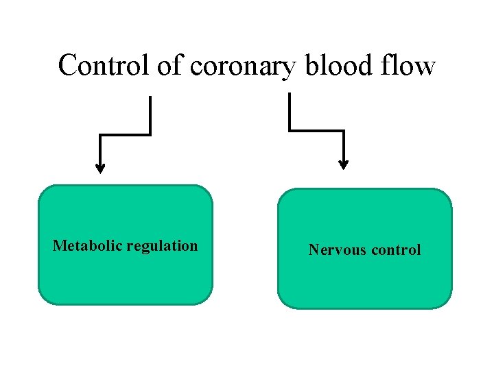 Control of coronary blood flow Metabolic regulation Nervous control 