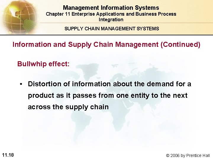 Management Information Systems Chapter 11 Enterprise Applications and Business Process Integration SUPPLY CHAIN MANAGEMENT