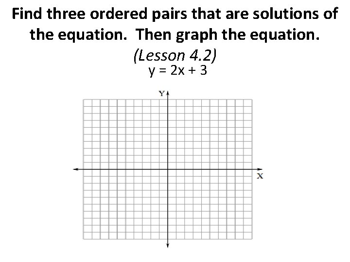 Find three ordered pairs that are solutions of the equation. Then graph the equation.