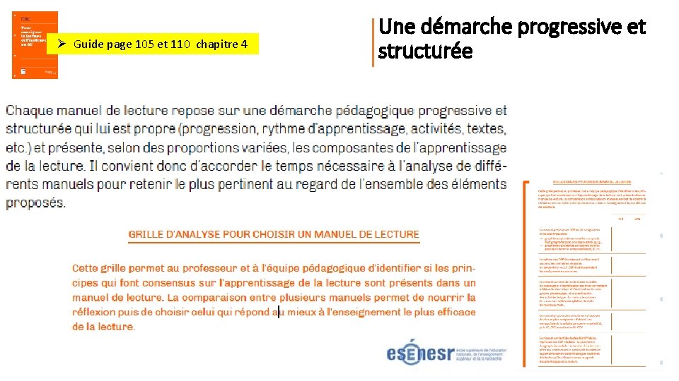 Ø Guide page 105 et 110 chapitre 4 Une démarche progressive et structurée 26