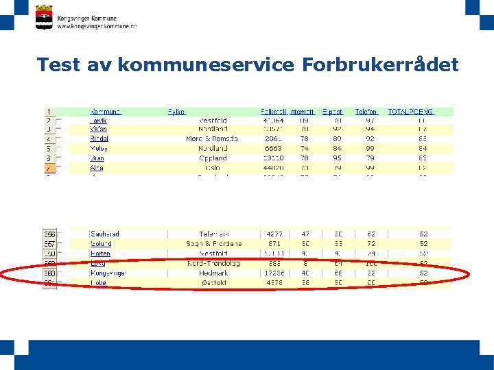 Test av kommuneservice Forbrukerrådet 