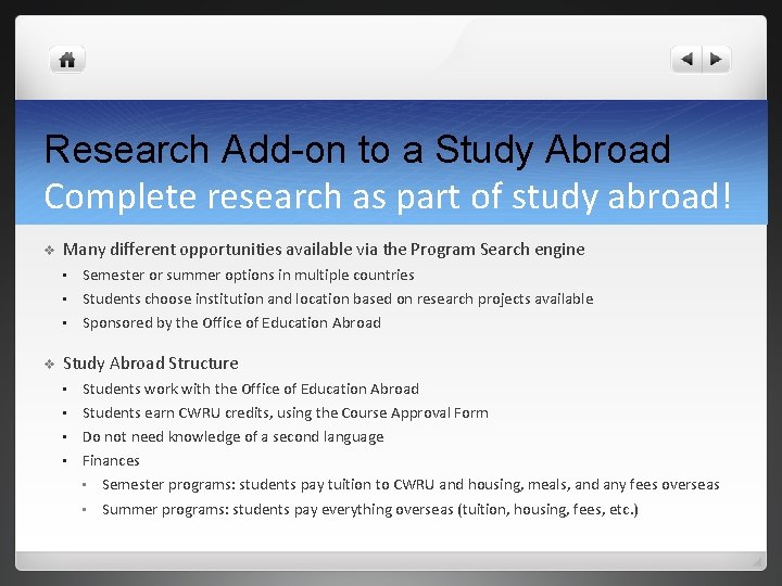 Research Add-on to a Study Abroad Complete research as part of study abroad! v