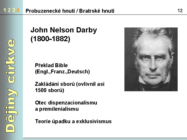 1234 Probuzenecké hnutí / Bratrské hnutí John Nelson Darby (1800 -1882) Překlad Bible (Engl.