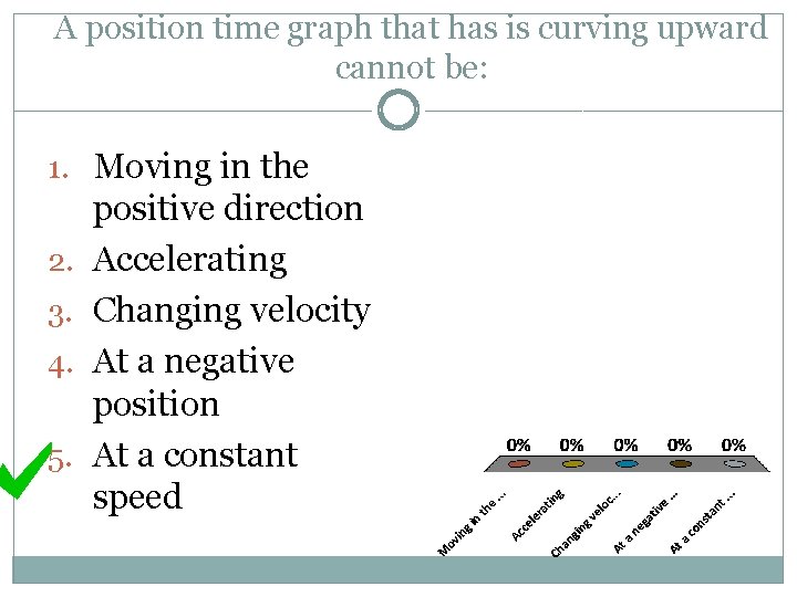 A position time graph that has is curving upward cannot be: 1. Moving in A position time graph that has is curving upward cannot be: 1. Moving in