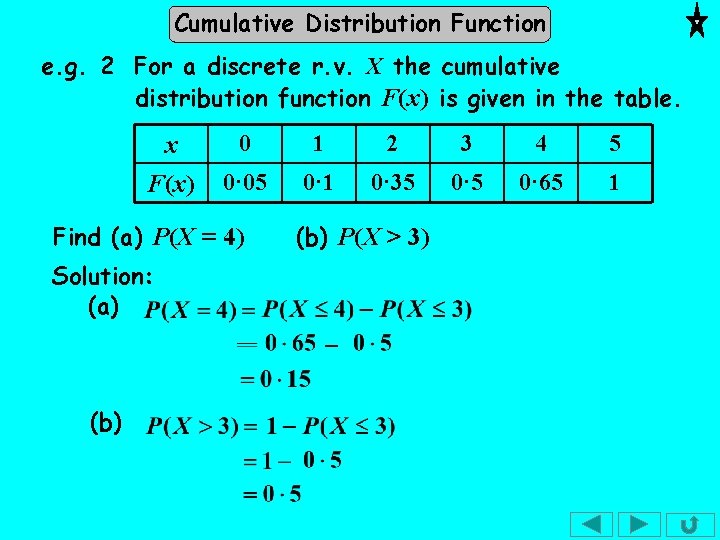 Cumulative Distribution Function e. g. 2 For a discrete r. v. X the cumulative Cumulative Distribution Function e. g. 2 For a discrete r. v. X the cumulative