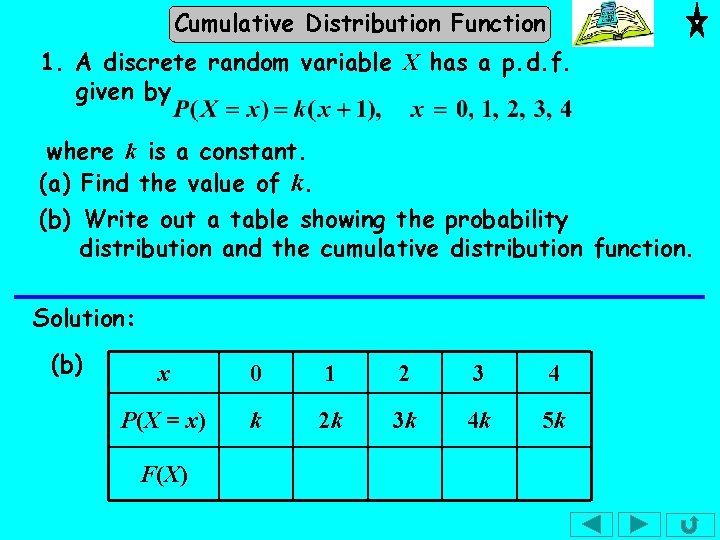 Cumulative Distribution Function 1. A discrete random variable X has a p. d. f. Cumulative Distribution Function 1. A discrete random variable X has a p. d. f.