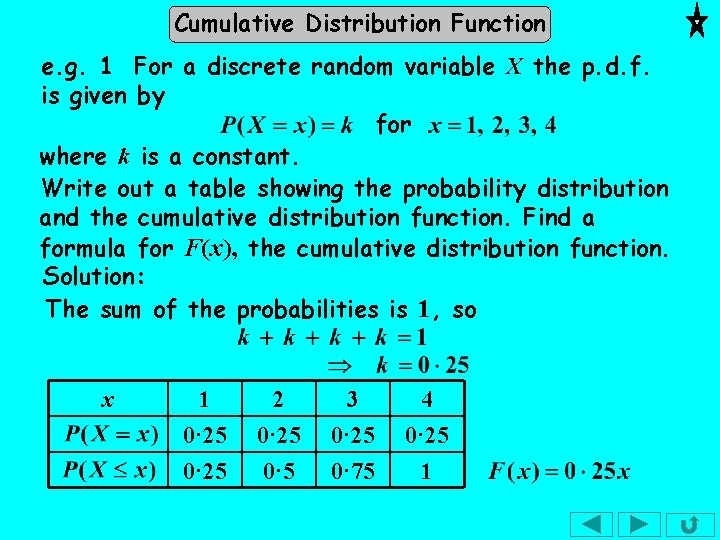 Cumulative Distribution Function e. g. 1 For a discrete random variable X the p. Cumulative Distribution Function e. g. 1 For a discrete random variable X the p.