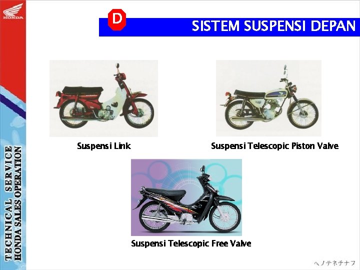 D Suspensi Link SISTEM SUSPENSI DEPAN Suspensi Telescopic Piston Valve Suspensi Telescopic Free Valve