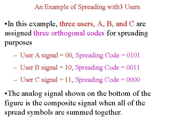 An Example of Spreading with 3 Users n Example of Spreading w of Spreading