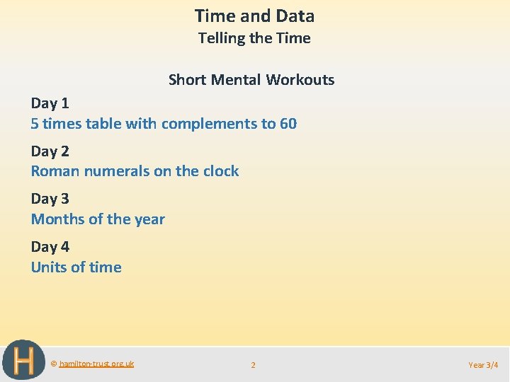 Time and Data Telling the Time Short Mental Workouts Day 1 5 times table