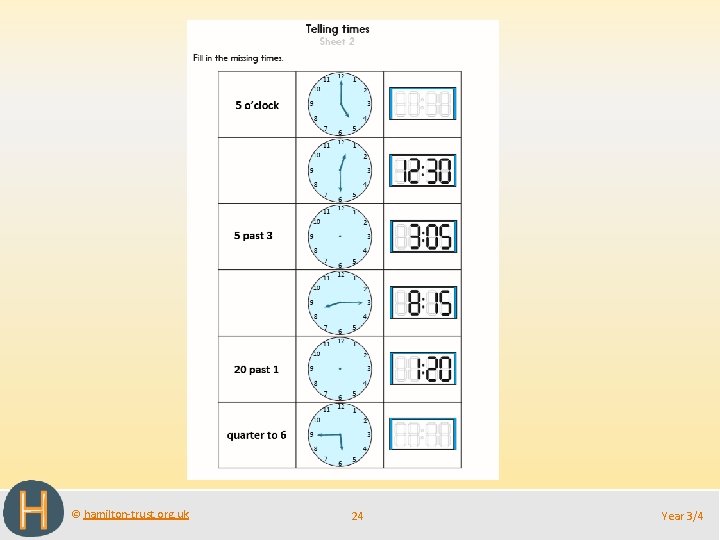 © hamilton-trust. org. uk 24 Year 3/4 