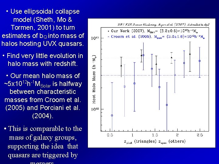  • Use ellipsoidal collapse model (Sheth, Mo & Tormen, 2001) to turn estimates