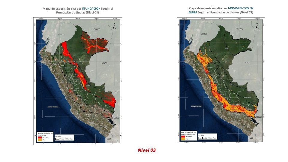 Mapa de exposición alta por MOVIMIENTOS EN MASA Según el Pronóstico de Lluvias (Nivel