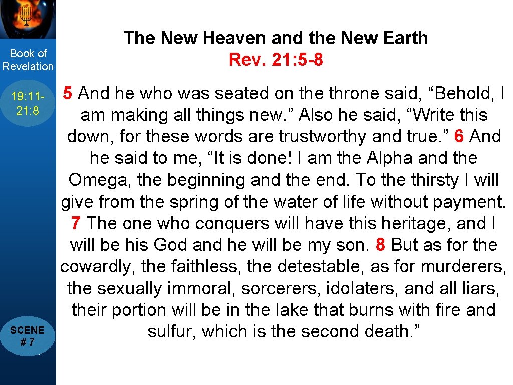 Book of Revelation title The New Heaven and the New Earth Rev. 21: 5