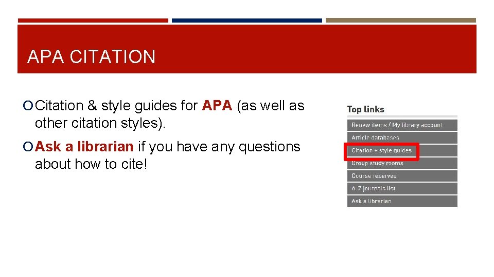APA CITATION Citation & style guides for APA (as well as other citation styles).