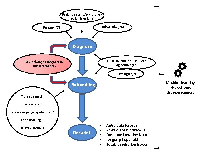 Pasient historie/symptomer og kliniske funn Klinisk biokjemi Røntgen/CT Diagnose Legens personlige erfaringer og holdninger