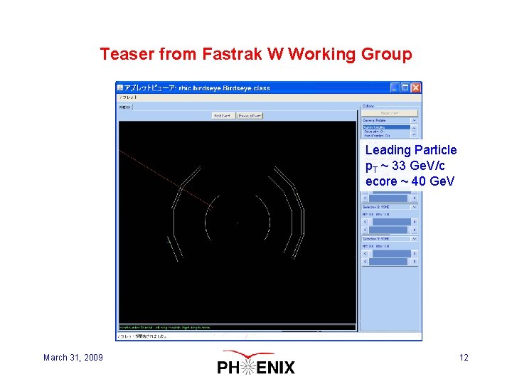 Teaser from Fastrak W Working Group Leading Particle p. T ~ 33 Ge. V/c