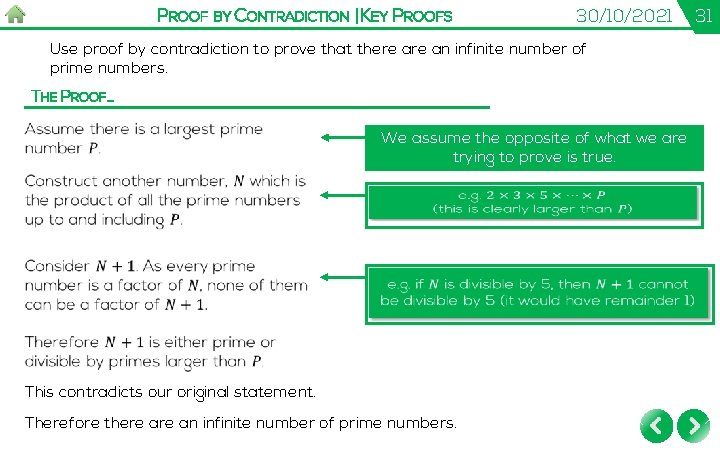 PROOF BY CONTRADICTION | KEY PROOFS 30/10/2021 Use proof by contradiction to prove that PROOF BY CONTRADICTION | KEY PROOFS 30/10/2021 Use proof by contradiction to prove that