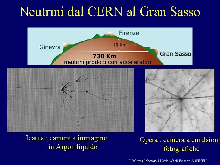 Neutrini dal CERN al Gran Sasso neutrini prodotti con acceleratori Icarus : camera a