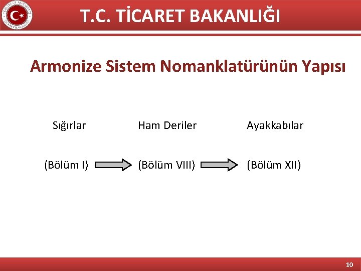 T. C. TİCARET BAKANLIĞI Armonize Sistem Nomanklatürünün Yapısı Sığırlar Ham Deriler Ayakkabılar (Bölüm I)